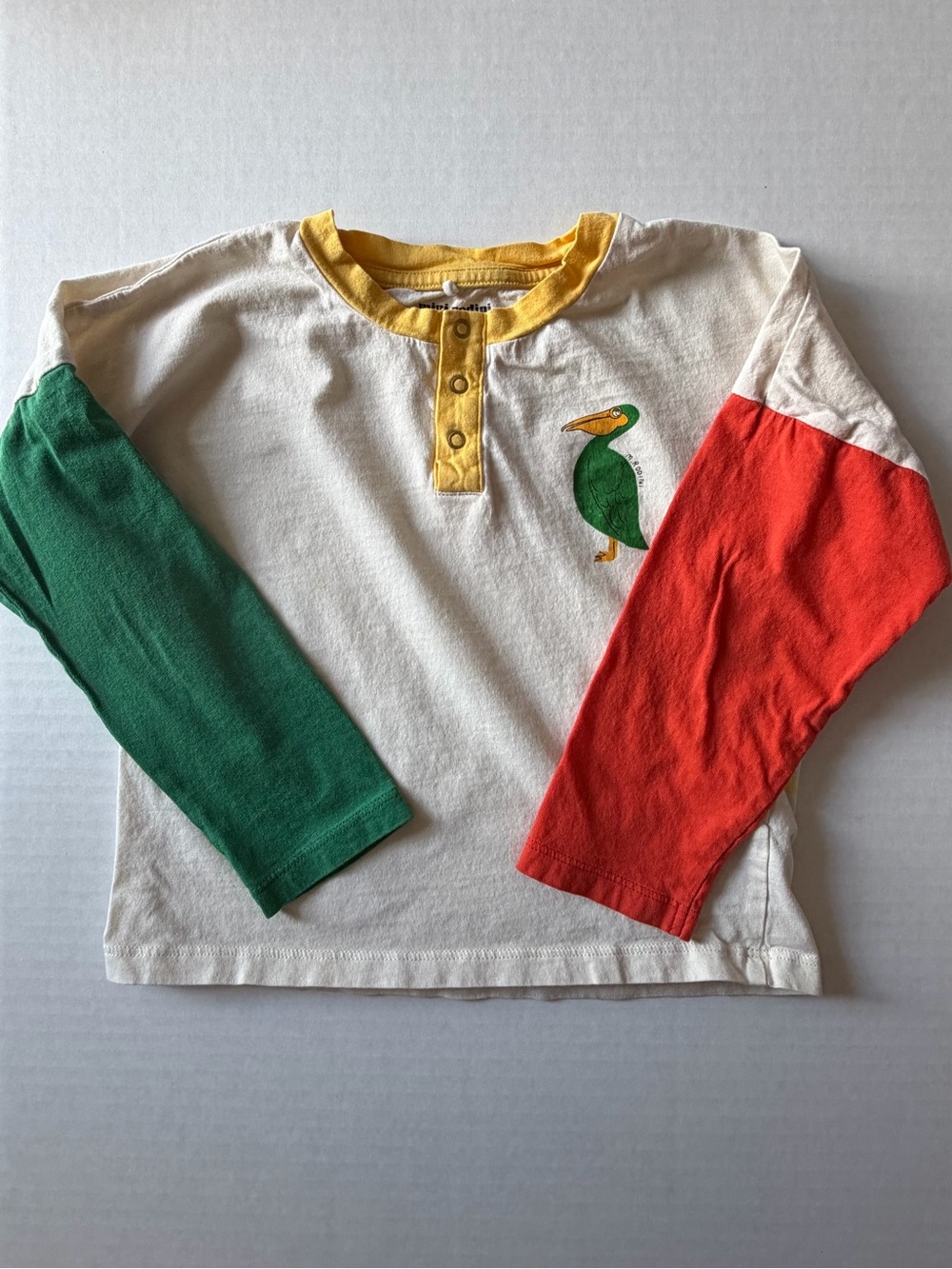 Mini Rodini 3-5Y Pelican Colorblock Long Sleeve Henley Shirt